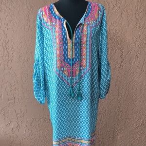 Urban Coco Blue and Pink Patterned Dress